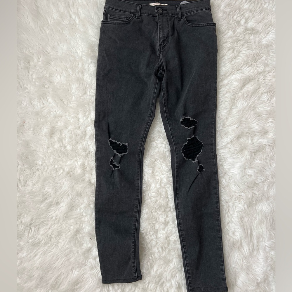 Super skinny black ripped jeans size 27